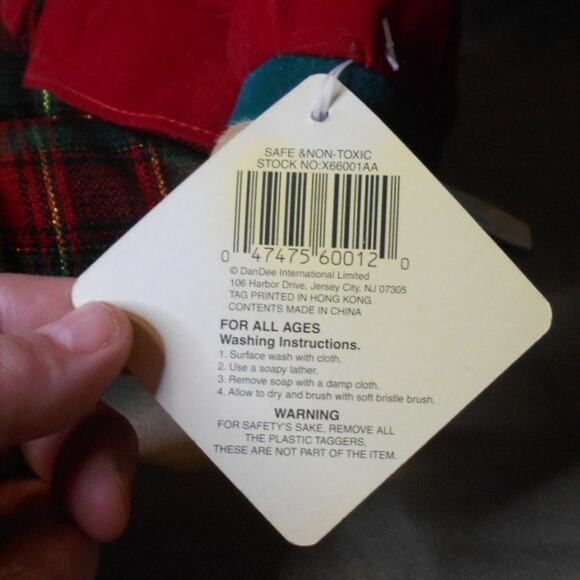 Vintage Dan Dee Snowflake Friends Dog in Top Hat Christmas Red Plaid - Picture 6 of 7